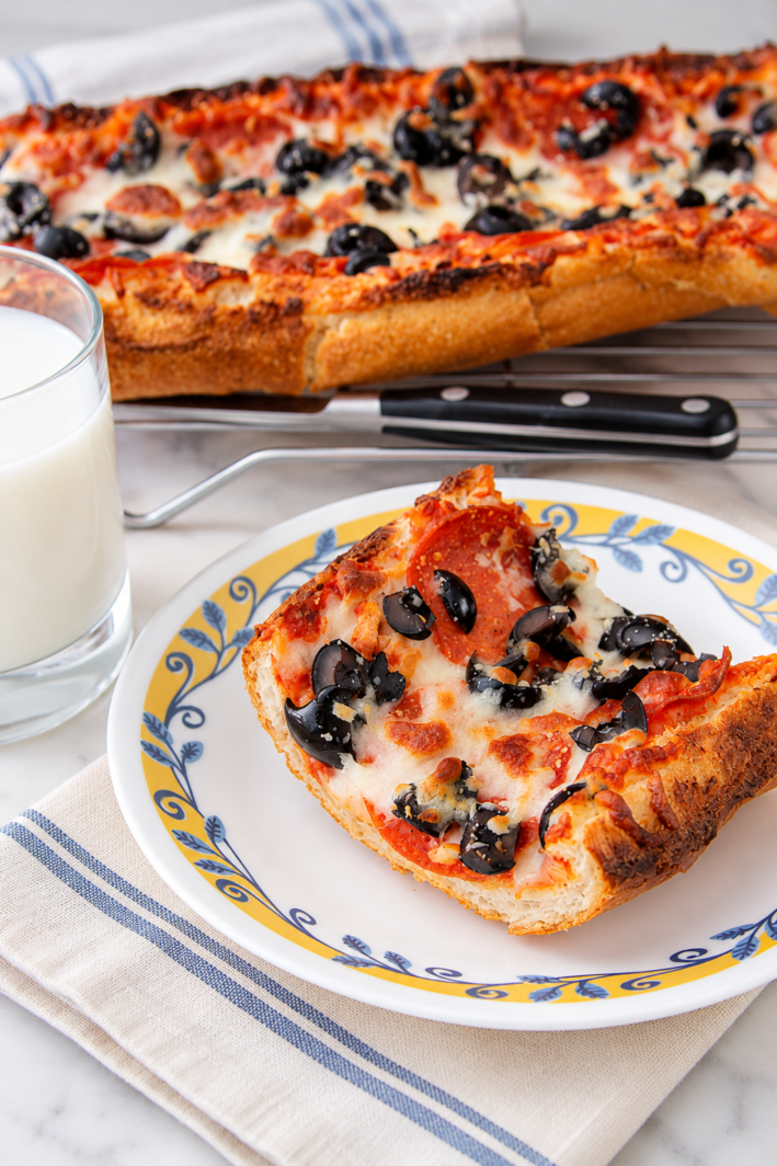 French Bread Pizza Recipe by www.cookingwithruthie.com