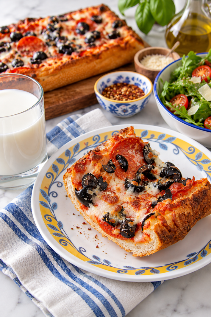French Bread Pizza Recipe by www.cookingwithruthie.com