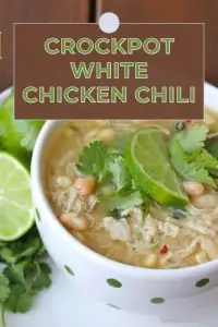 This Slow Cooker White Chicken Chili is creamy, hearty and full of white beans, green chilies, and tender chicken&mdash;ideal for game day or a cozy family dinner. | cookingwithruthie.com #CrockpotRecipe #WhiteChickenChili #DinnerIdeas #GameDayFood #CookingWithRuthie #HeartySoup #EasyMeals