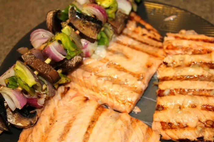Grilled Lime Salmon and Skewered Veggies
