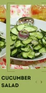 "Cool, crisp, and incredibly refreshing—this cucumber salad is the perfect light side for any meal, especially during warmer weather! || cookingwithruthie.com #CucumberSalad #LightSideDish #CrunchyBites #GardenFresh #EasySalad #HealthyEats #SummerSides #RefreshinglySimple"