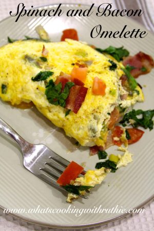 Spinach and Bacon Omelette by whatscookingwithruthie.com