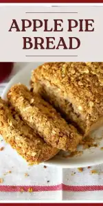 Whip up this moist Apple Pie Bread featuring tender apple chunks and warm spices — tastes like dessert, served for breakfast. | cookingwithruthie.com #PieBread #AppleLoaf #FallFlavors #HomemadeBread #CookingWithRuthie #DessertLoaf #BakingFromScratch #CozyRecipes