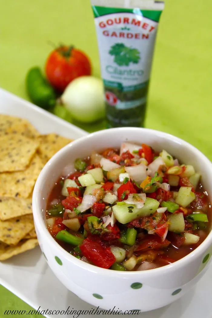 Garden Veggie Salsa and Gourmet Garden by whatscookingwithruthie.com