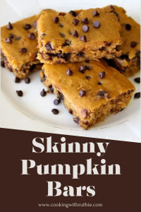 Enjoy the flavors of fall with these light and delicious pumpkin bars—moist, spiced, and guilt-free. Ideal for snacks, dessert, or holiday baking! || cookingwithruthie.com #PumpkinBars #HealthyBaking #FallDesserts #AutumnRecipes #CookingWithRuthie