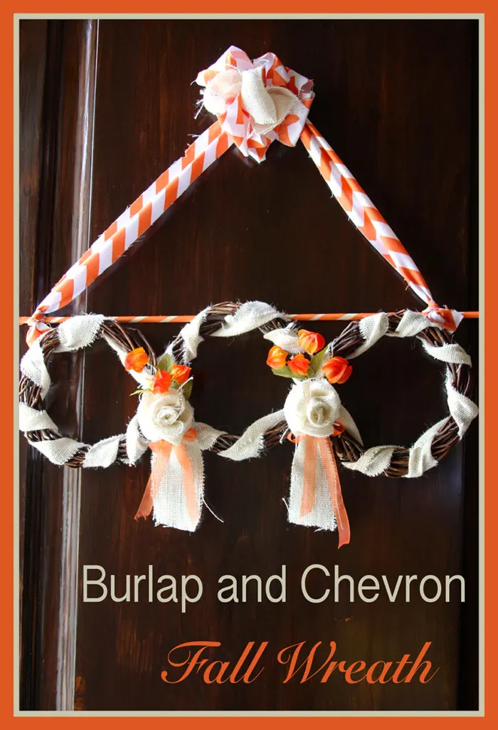 Our Burlap and Chevron Fall Wreath Trio is a cute project for any seasonal decorating--simply change the color of ribbon and flowers with the seasons! by cookingwithruthie.com