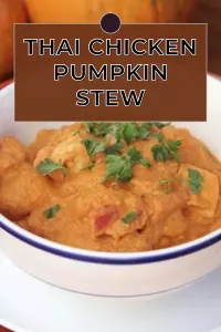 Warm up with this hearty and flavorful stew, combining tender chicken, creamy pumpkin, and a touch of Thai spices. Infused with coriander, lemongrass, and a hint of red pepper flakes, it's a comforting dish perfect for cozy evenings. Ready in just 25 minutes, this stew is both delicious and easy to prepare. #ThaiStew #PumpkinRecipes #ComfortFood #EasyDinner #CookingWithRuthie