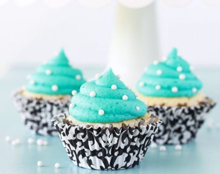 Tiffany Blue and Vanilla Cupcakes by whatscookingwithruthie.com