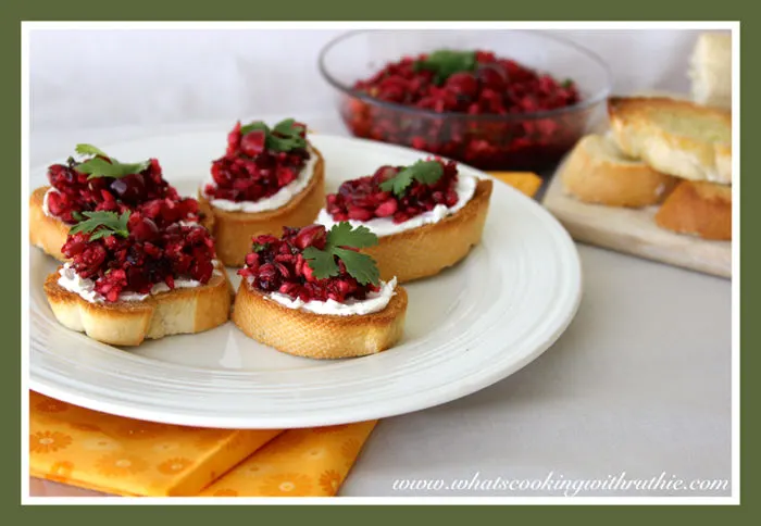 Cranberry Cream Cheese Crostini by whatscookingwithruthie.com