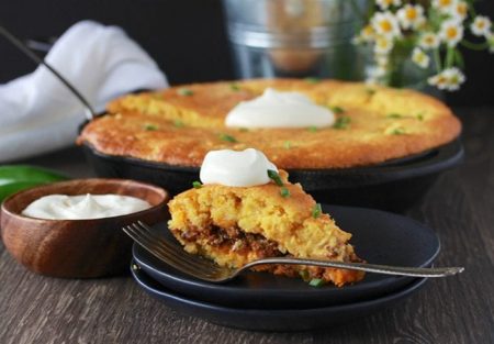 Mexican Corn Bread Pie by www.whatscookingwithruthie.com
