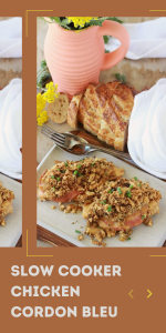 Craving a comforting meal? This Slow Cooker Chicken Cordon Bleu combines juicy chicken, ham, and Swiss cheese in a rich, creamy sauce, finished with a crispy stuffing topping. Set it and forget it for a hassle-free dinner! #CrockpotMeals #ChickenRecipes #HeartyDinner #SlowCookerMagic #CookingWithRuthie