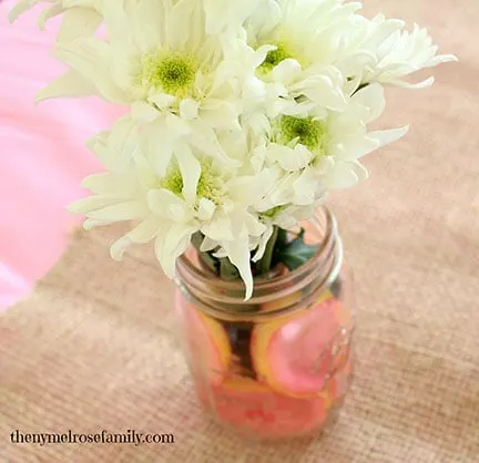 Mason Jar Lemon Centerpiece by thenymelrosefamily.com on www.whatscookingwithruthie.com