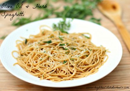 Olive Oil and Herbs Spaghetti by highheelstohotwheels on www.whatscookingwithruthie.com