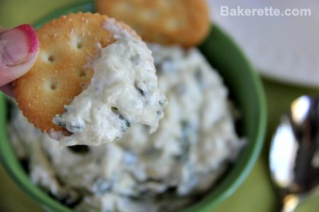 Cold Spinach and Artichoke Dip by www.bakerette.com on www.whatscookingwithruthie.com