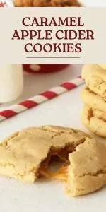 Enjoy the essence of fall in every bite with these chewy cookies, combining the sweetness of caramel and the spice of apple cider. A seasonal favorite you won't want to miss! #FallFlavors #CaramelAppleCookies #BakingSeason #AutumnTreats