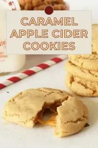 These soft, spiced cookies are filled with gooey caramel and infused with the warm flavors of apple cider. Perfect for fall gatherings or cozy nights in! #AppleCiderCookies #FallBaking #CaramelTreats #AutumnDesserts