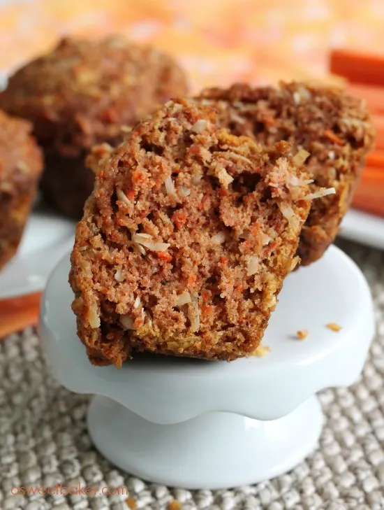Coconut-Carrot Muffin by www.asweetbaker.com on www.whatscookingwithruthie.com
