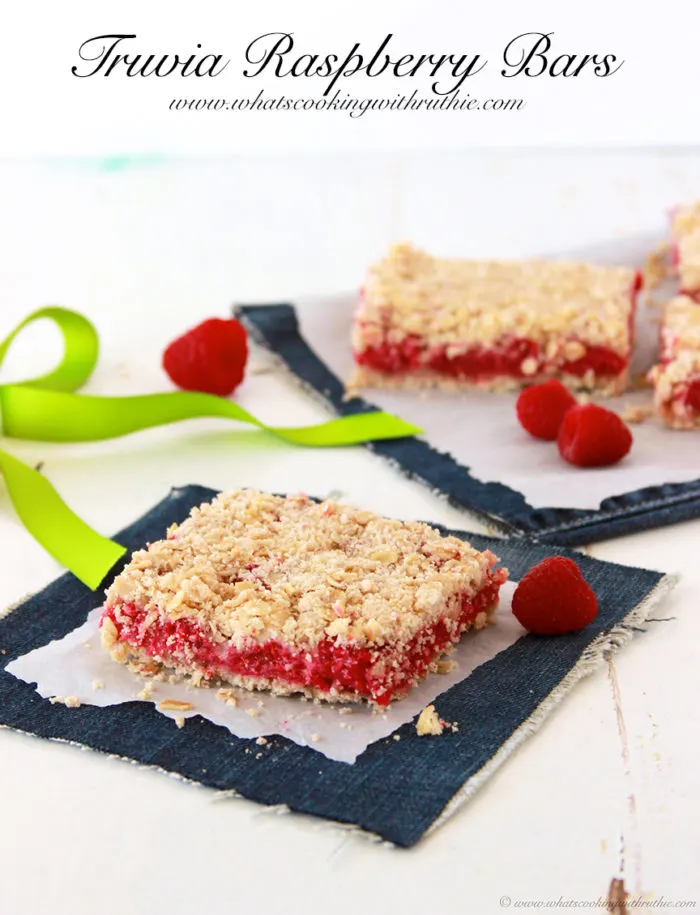 Truvia Raspberry Bars on www.whatscookingwithruthie.com