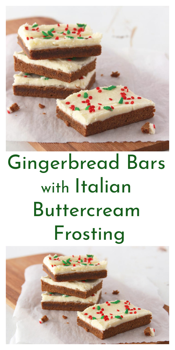 Gingerbread Bars with Italian Buttercream Frosting - Cooking With Ruthie