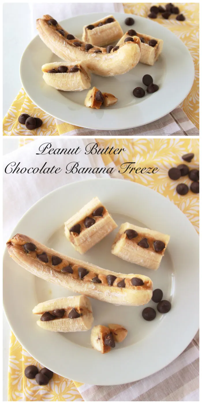 You&rsquo;ll totally love this Peanut Butter Chocolate Banana Freeze by www.cookingwithruthie.com it&rsquo;s the perfect healthy snack anytime of year!