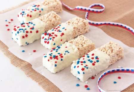 Patriotic Rice Krispie Treats by www.whatscookingwithruthie.com