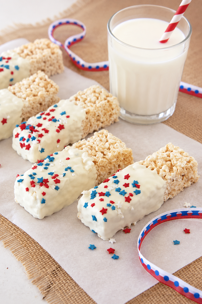 Patriotic Rice Krispie Treats on www.cookingwithruthie.com Patriotic Rice Krispie Treats on www.cookingwithruthie.com