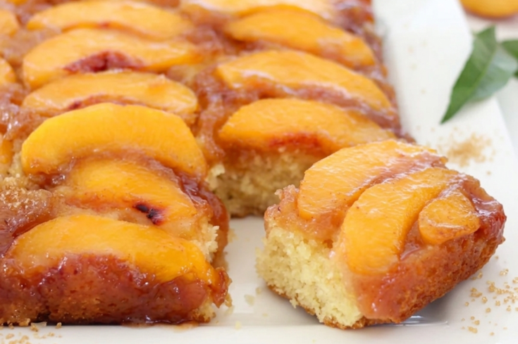 Peach Upside-Down Cake Recipe from www.cookingwithruthie.com