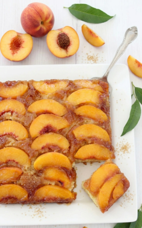 Peach Upside-Down Cake Recipe from www.cookingwithruthie.com
