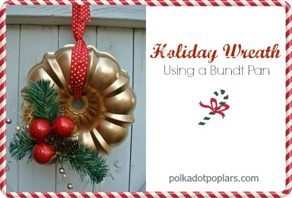 Kitchen Holiday Wreath is adorable for your kitchen this year! by www.polkadotpoplars.com on www.cookingwithruthie.com #holiday #wreath #craft