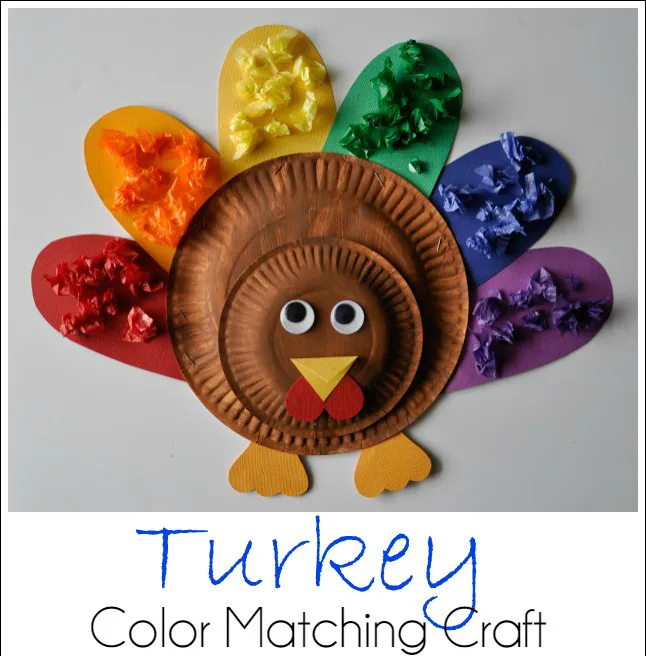 Turkey Color Matching Craft by www.iheartcraftythings.com on www.cookingwithruthie.com