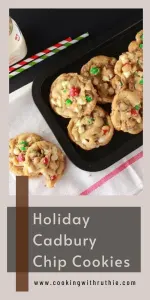 Soft, chewy cookies loaded with Cadbury chocolate chips &mdash; a warm, festive treat perfect for December cookie trays, holiday baking marathons, or cozy nights with hot cocoa. 🍪 | cookingwithruthie.com #holidaycookies #chocolatechipcookies #winterbaking #cozycookies #christmasdesserts #festivetreats #pinterestfood #cookingwithruthie