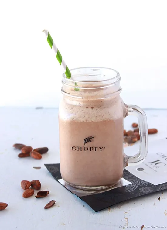 Peanut Butter Banana Choffy Smoothie on www.cookingwithruthie.com healthy and refreshing chocolate beverage! YUM.