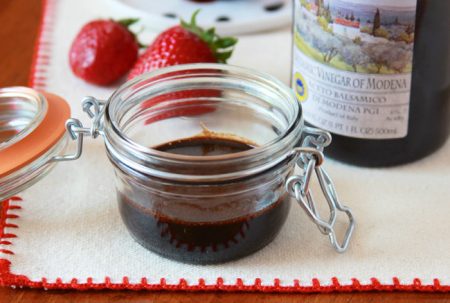 Strawberry Balsamic Reduction by www.cookingwithruthie.com the perfect dipping sauce for your next artisan loaf or sandwich!