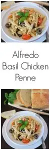 Alfredo Basil Chicken Penne is quick and easy to make; a savory one-pot-wonder the whole family will love!! www.cookingwithruthie.com