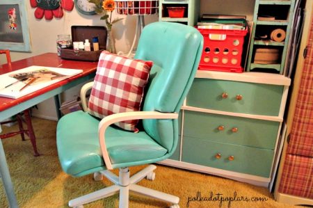 Upcycled Office Chair by www.polkadotpoplars.com on www.cookingwithruthie.com