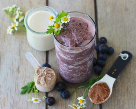 Blueberry, Banana, Strawberry Protein Smoothie Recipe is packed with all kinds of good-for-you nutrition and some protein to boot! by cookingwithruthie.com