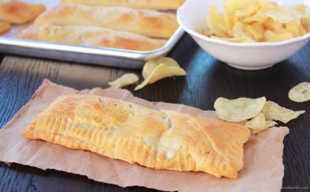 Philly Cheese Steak Pockets on www.cookingwithruthie.com are quick and easy for dinner with Pillsbury Crescents®! #spon