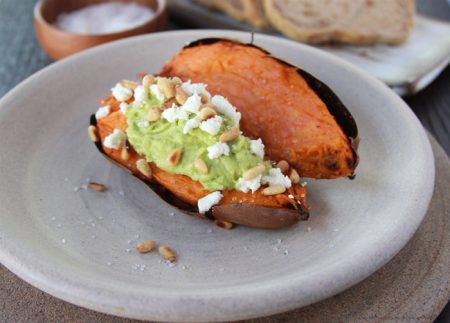 Avocado Stuffed Sweet Potato on www.cookingwithruthie.com has a flavor profile that tastes amazing!