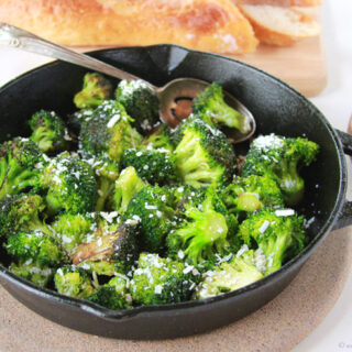 Browned Butter Broccoli with Mizithra Cheese on www.cookingwithruthie.com will make even non-broccoli-eaters like broccoli! YUM.