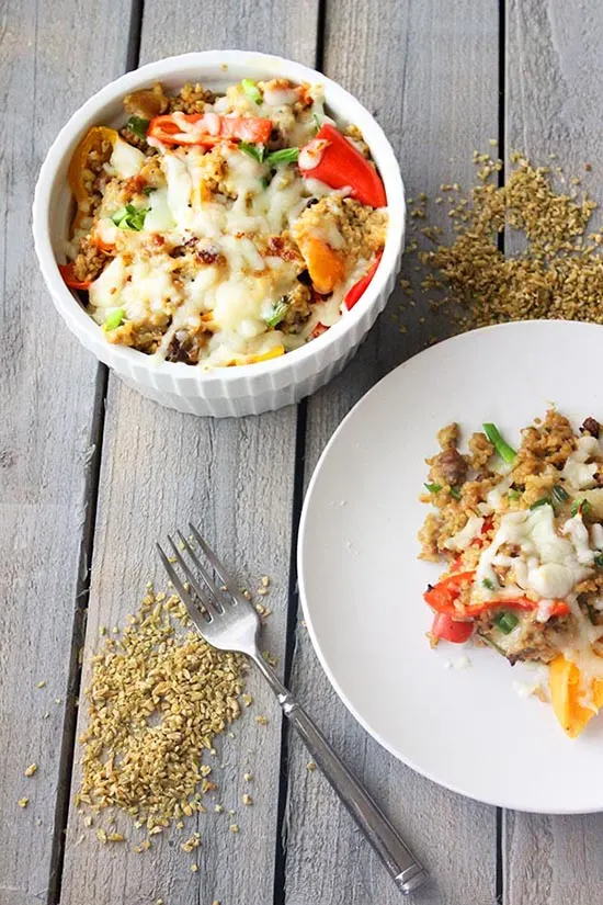 Mini Bell Pepper Casserole and Quinoa Casserole by www.foodapparel.com on www.cookingwithruthie.com is a savory family friendly recipe.