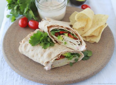 Cilantro Turkey Wrap with Pico de Gallo Mayo on www.cookingwithruthie.com is a spicy little wrap to make lunch fun!