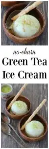 Japanese Green Tea Ice Cream on www.cookingwithruthie.com is a smooth and creamy no-churn ice cream with mild green tea flavor!