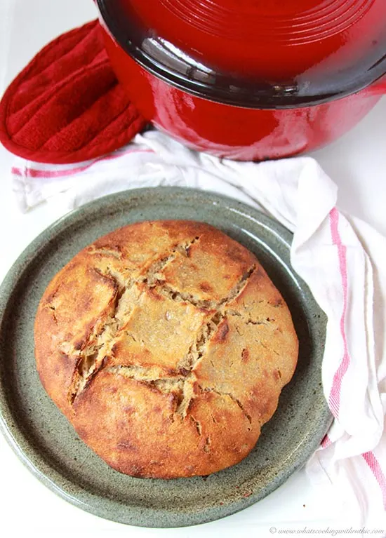 Spelt Sourdough Loaf on www.cookingwithruthie.com is full of flavor that only sourdough and whole grains can make! YUMMMM! 