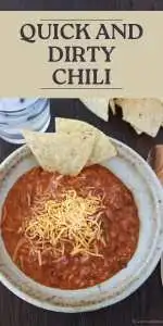 Empty your pantry and dig in! This Easy Pantry Chili Bowl uses canned beans, tomatoes, and browned beef for a no-fuss, flavorful meal. | cookingwithruthie.com #PantryMeals #ChiliNight #EasyCooking #CookingWithRuthie #BeanChili #FamilyDinner #FastRecipes