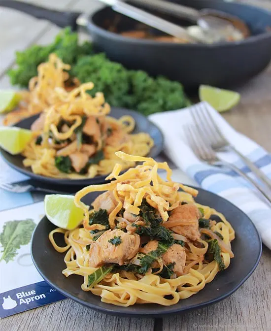 Chicken Khao Soi is a delicious northern Thai meal that's a pleasant way to warm on a cold night! #spon #blueapron www.cookingwithruthie.com