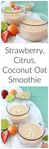 Strawberry, Citrus, Coconut Oat Smoothie is a healthy and refreshing breakfast or snack! www.cookingwithruthie.com