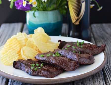 Grilled Red Wine Elk Steak is a flavorful marinade for elk or beef steak! www.cookingwithruthie.com