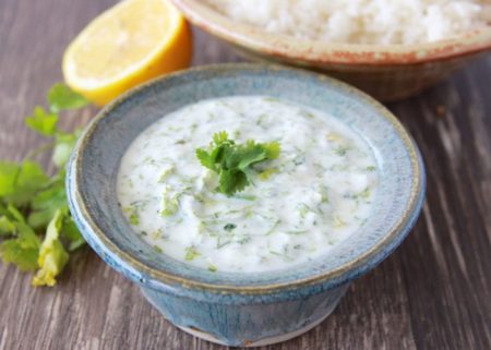 Cucumber Mint Yogurt Sauce is light and flavorful and will pair beautifully with your summer dinners! www.cookingwithruthie.com