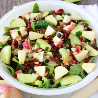 Apple Cucumber Tossed Salad is a healthy addition to any meal and perfect for fall! www.cookingwithruthie.com