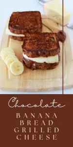 Experience a flavor fusion like no other! This inventive grilled cheese features rich chocolate almond butter, fresh banana slices, and melted fontina cheese sandwiched between slices of moist banana bread. Grilled to golden perfection, it's a delightful combination of sweet and savory. Ideal for brunch, dessert, or a unique snack. #BananaBreadGrilledCheese #ChocolateDessert #SweetSandwich #CookingWithRuthie